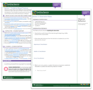 Example of pages 1 and 3 of the Classroom Climate peer observation form.